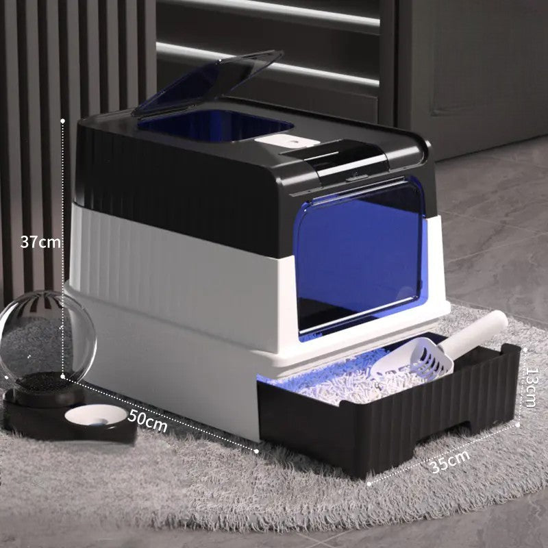 Caja de Arena Espaciosa y Cerrada para Gatos con Control de Olores🐱🚽