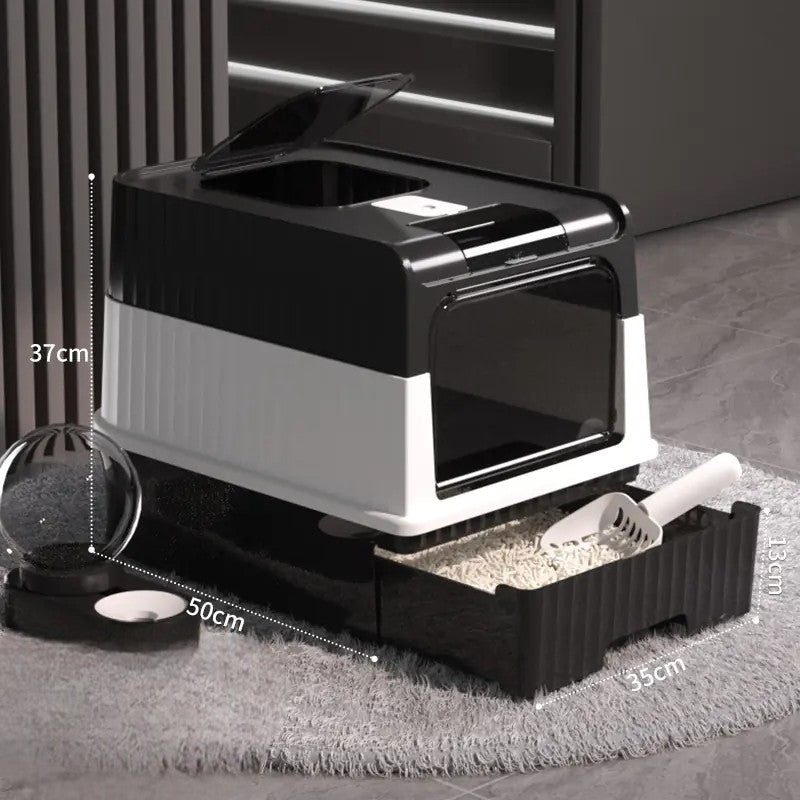Caja de Arena Espaciosa y Cerrada para Gatos con Control de Olores🐱🚽