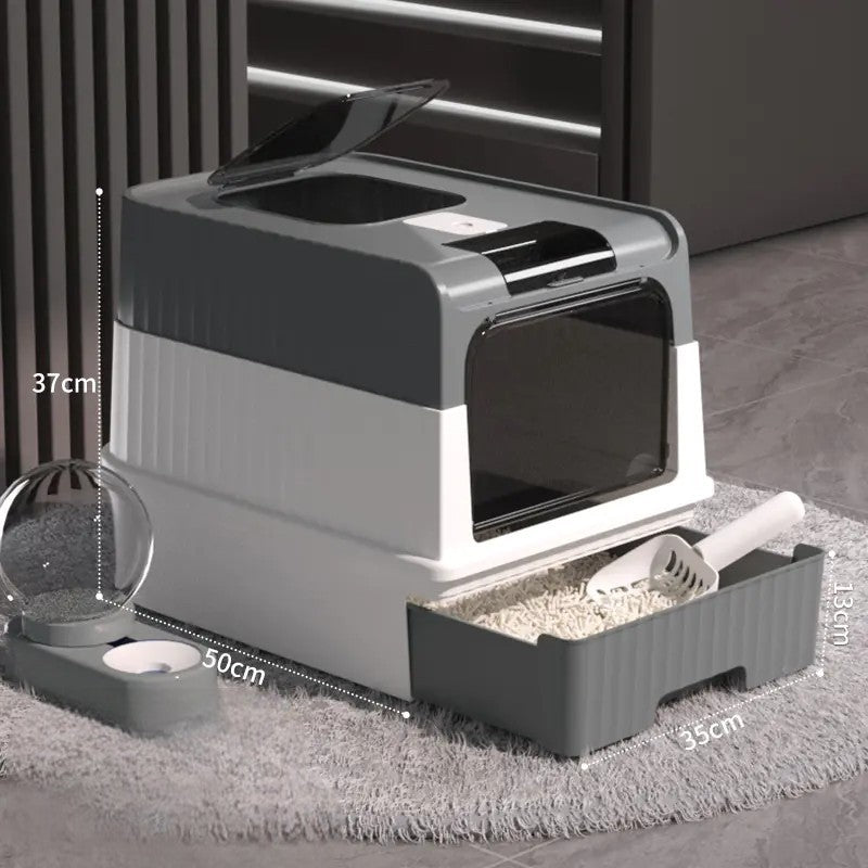Caja de Arena Espaciosa y Cerrada para Gatos con Control de Olores🐱🚽