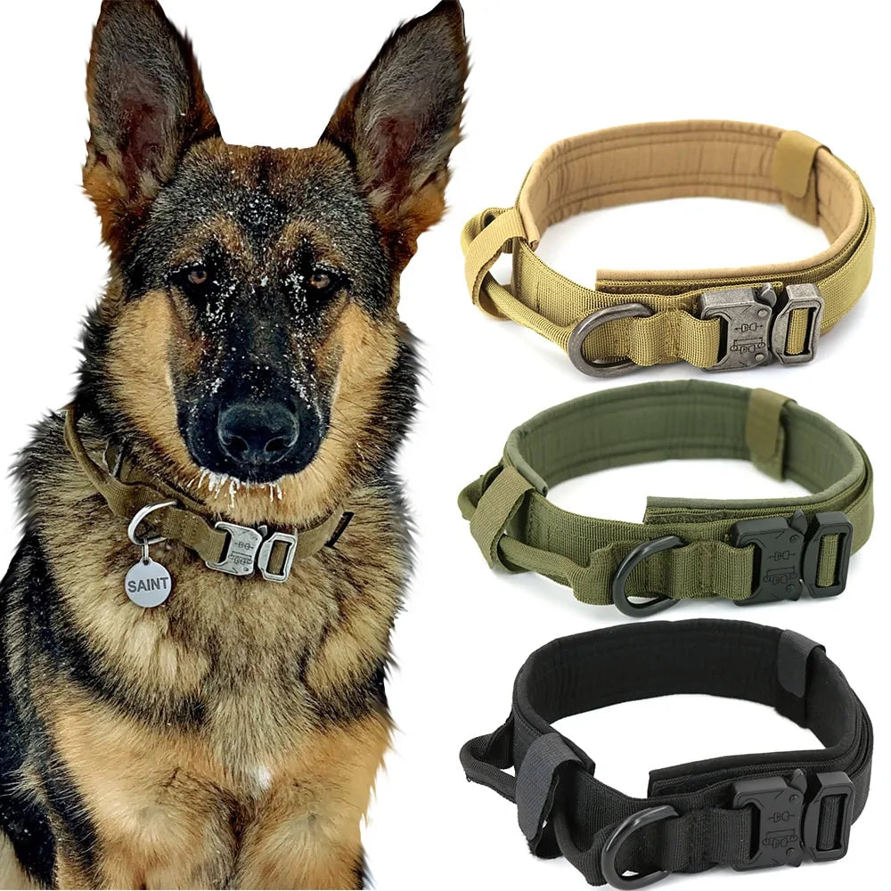 Collar Táctico para Perro de Nylon 1000D con Asa de Control y Cierre Dual 🌟🐾