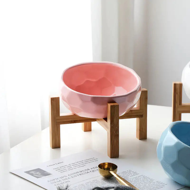 Cuenco Elevado Purr-fect para Gatos con Base de Bambú: ¡Comodidad y Estilo en Cada Comida! 🐱🍽️🌿