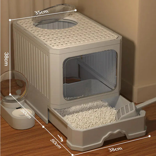 Caja de Arena Espaciosa y Cerrada para Gatos con Control de Olores🐱🚽