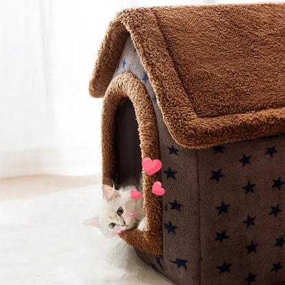 Casa Cama Invernal Suave y Acogedora para Perros y Gatos 🐾