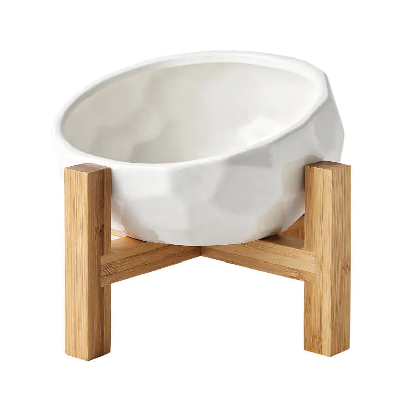 Cuenco Elevado Purr-fect para Gatos con Base de Bambú: ¡Comodidad y Estilo en Cada Comida! 🐱🍽️🌿