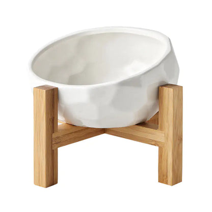 Cuenco Elevado Purr-fect para Gatos con Base de Bambú: ¡Comodidad y Estilo en Cada Comida! 🐱🍽️🌿