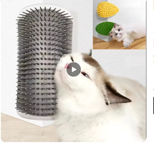 Rascador de Esquina con Cepillo Masajeador para Gatos: ¡Relajación y Cuidado en Uno! 🐾💆‍♀️🛋️