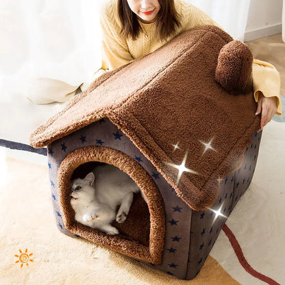 Casa Cama Invernal Suave y Acogedora para Perros y Gatos 🐾